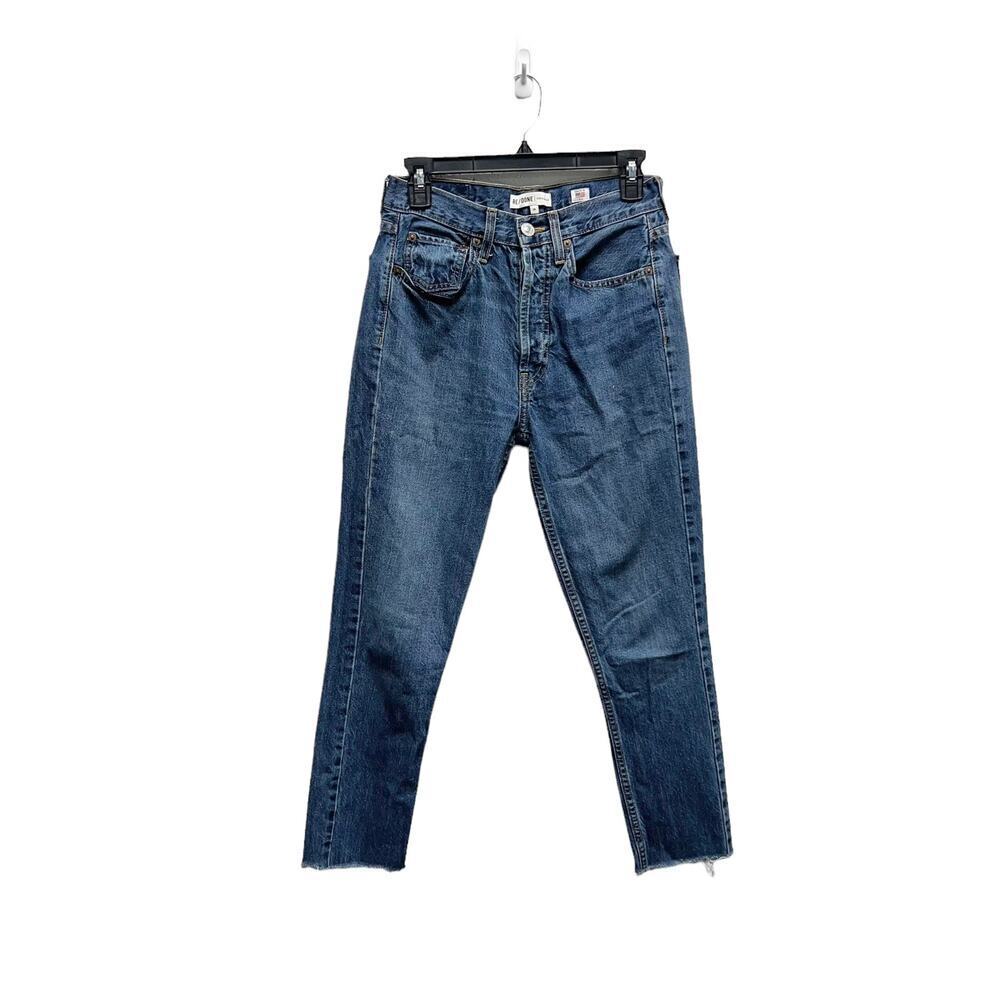 RE/DONE Originals‎ High Rise Rigid Crop Denim Jeans Blue